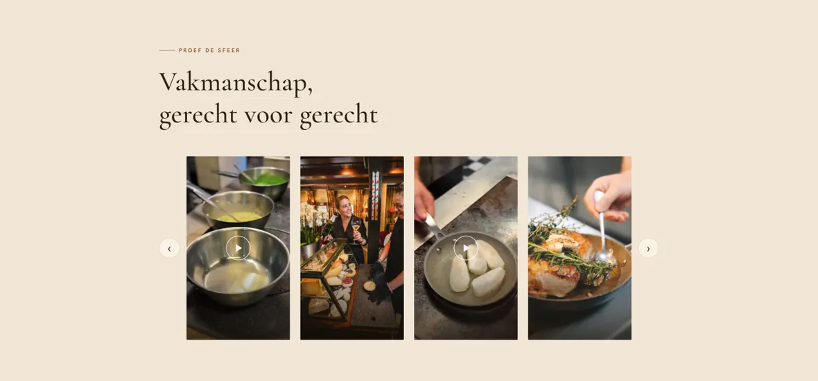 Sectie Vakmanschap, gerecht voor gerecht met vier korte fragmenten uit de keuken